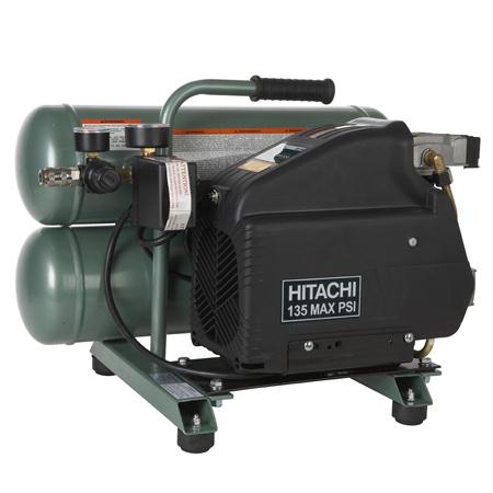 Hitachi ec99s 4 gallon 2 hp portable twin stack shop air compressor